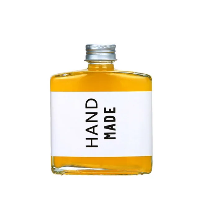 100ml 250ml Square Flat Shape Glass Bottle with Screw Cap Lid for Cold Brew Coffee Juice Liquor Wine