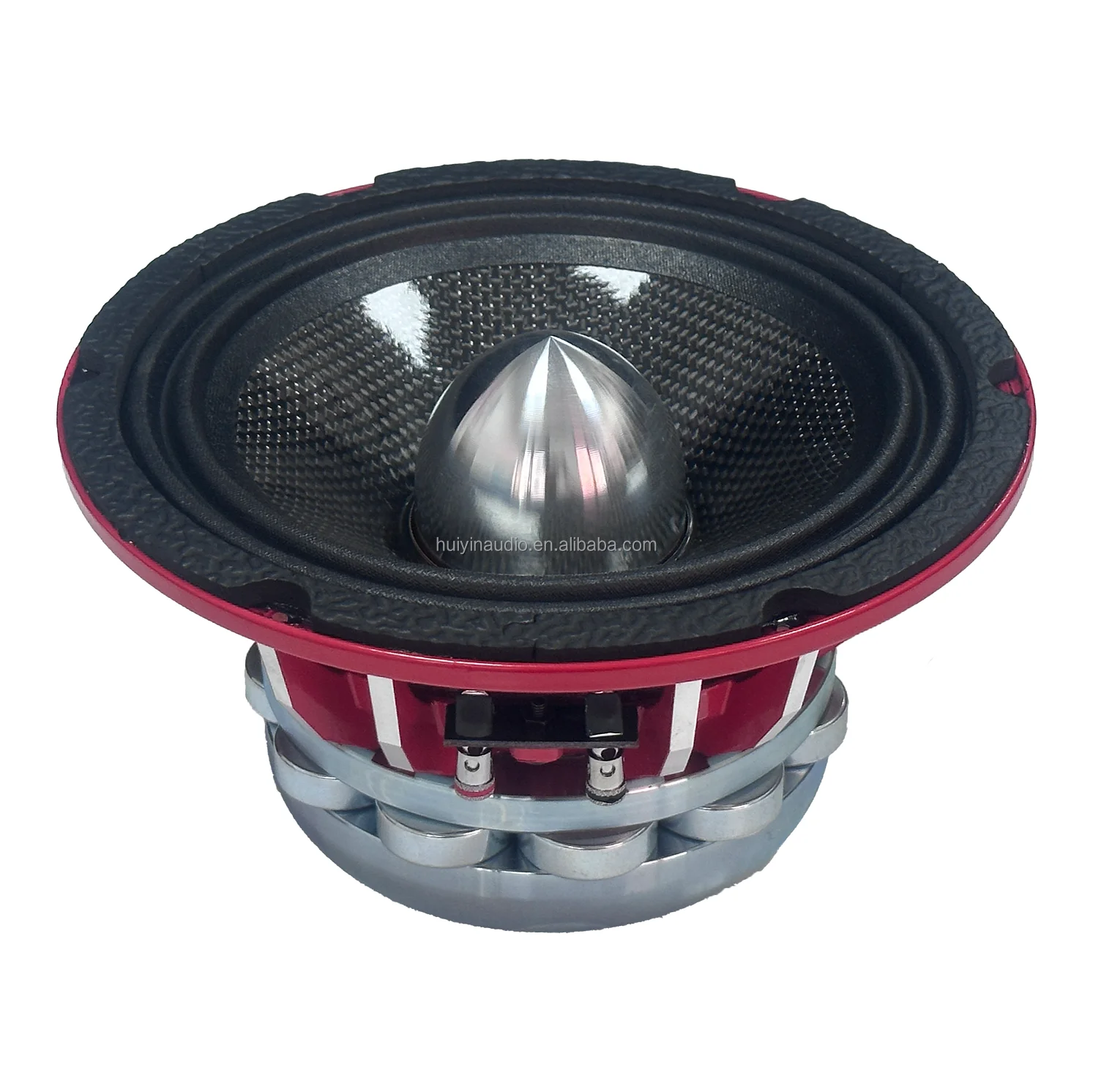 product hyw 650 046 updated version mid range neo magnet cone car stereo speakers shiny carbon-0
