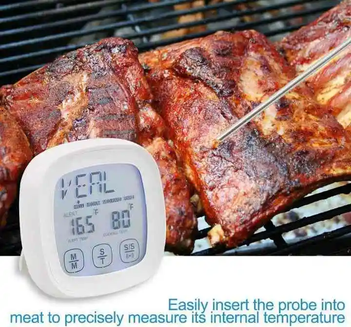 Factory Direct Supply Mini Cooking Thermometer Touch Screen Digital Meat with Timer Electronic Thermometers Stainless Steel