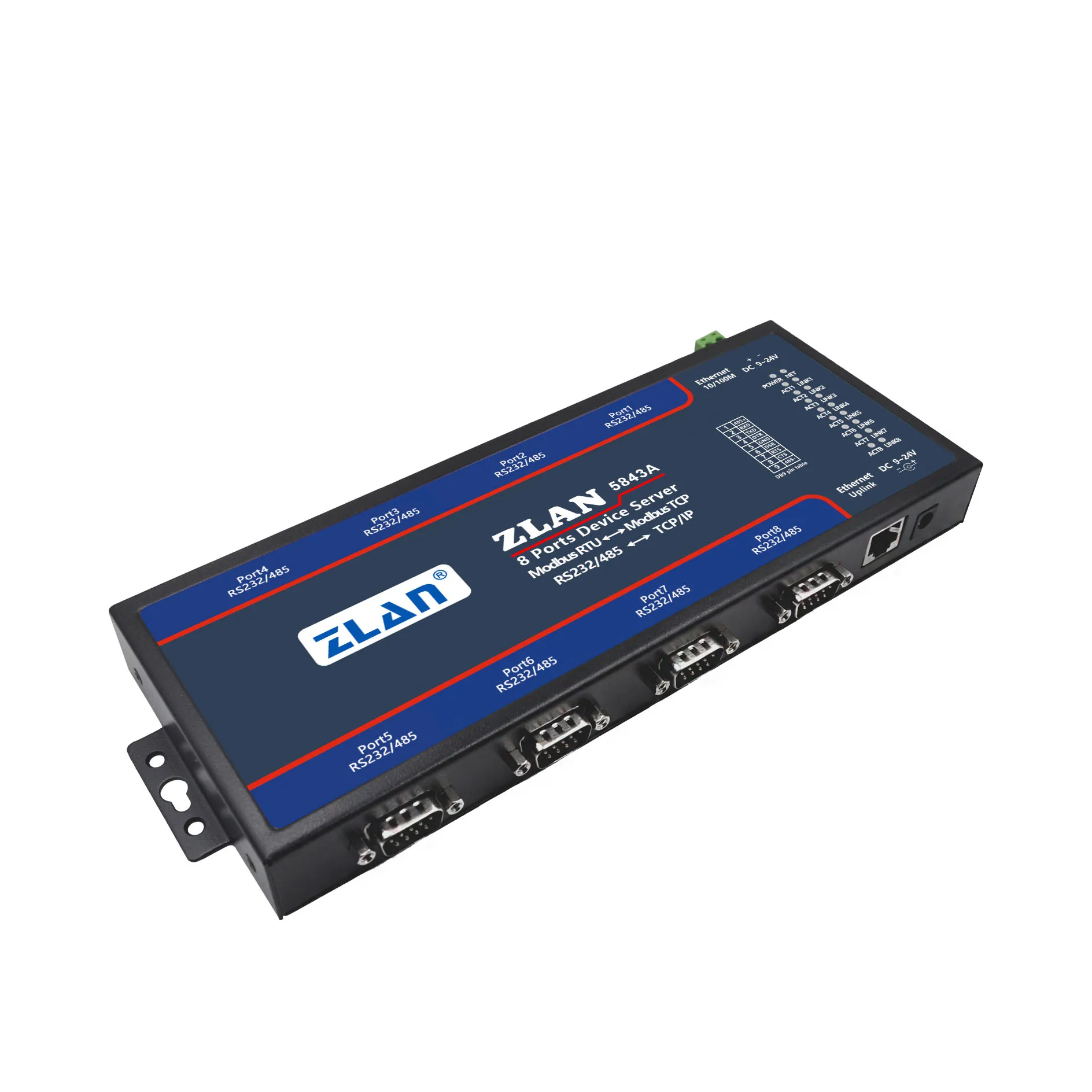 Dual Port Server Industrial Serial RS232 RS485 to Ethernet Converter Modbus  RTU to TCP Multiple Working Modes Support TCP/UDP Server/Client and HTTPD