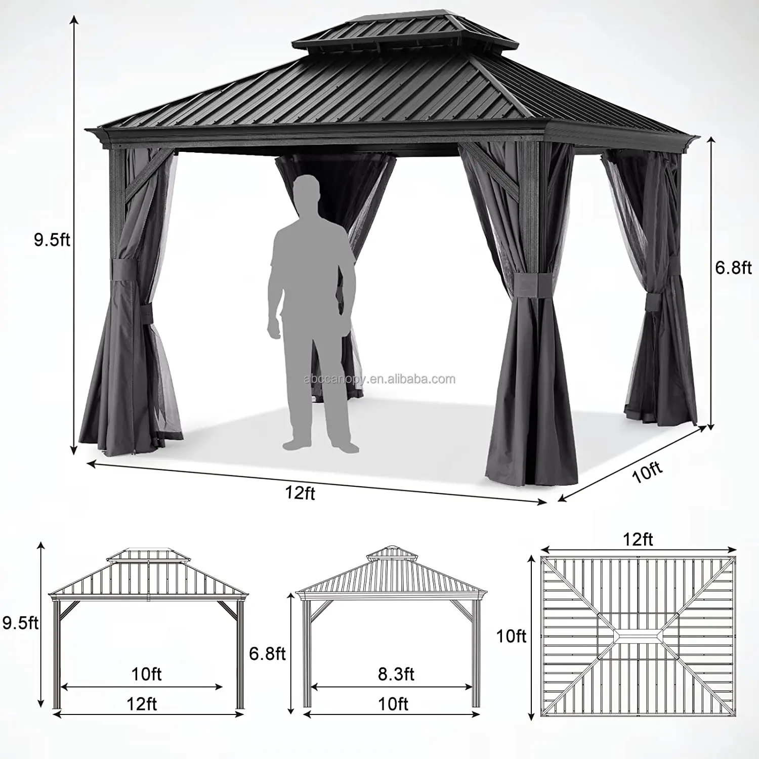 Abccanopy 10x12 Gazebo Hard Top Gazebo Aluminum Patio Gazebo With