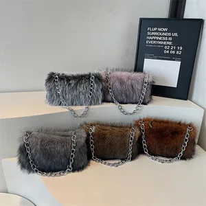 2026 Winter Fashion Plush Underarm Bag Top Designer Chain Women's Single-shoulder Bag Women Sac