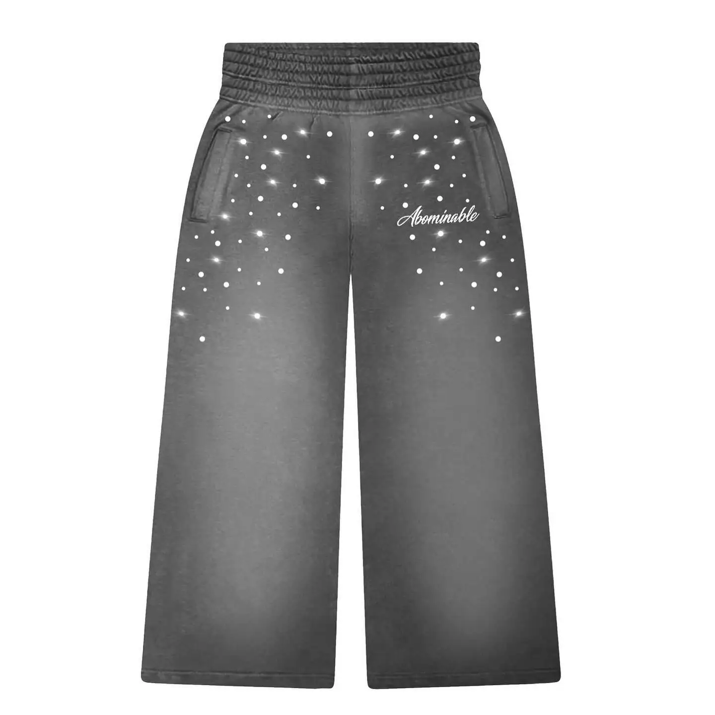 Custom Track Sweat Pant 500GSM Distressed Cut and Sew Baggy Oversized Heavyweight Acid Wash Rhinestone Flared Sweatpants Men gallery 8