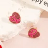 Boucles d'oreilles 10 clous roses wg-0796