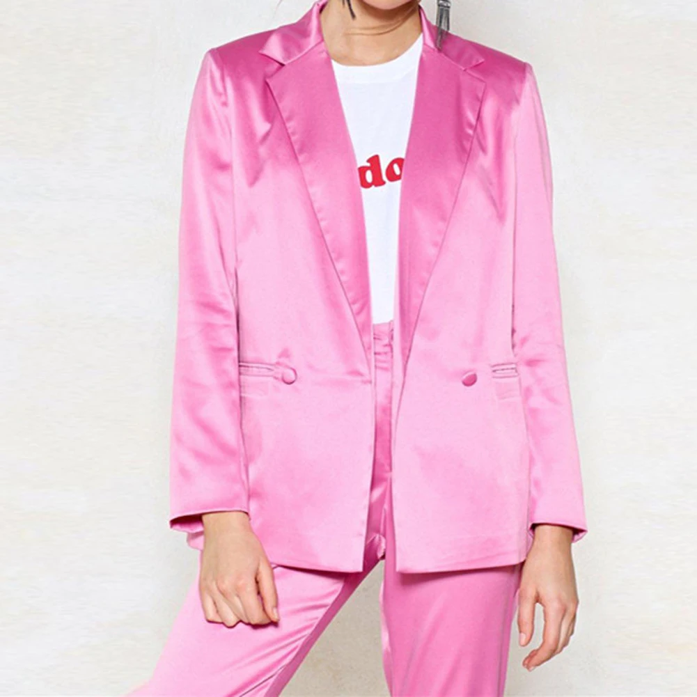 pink satin blazer