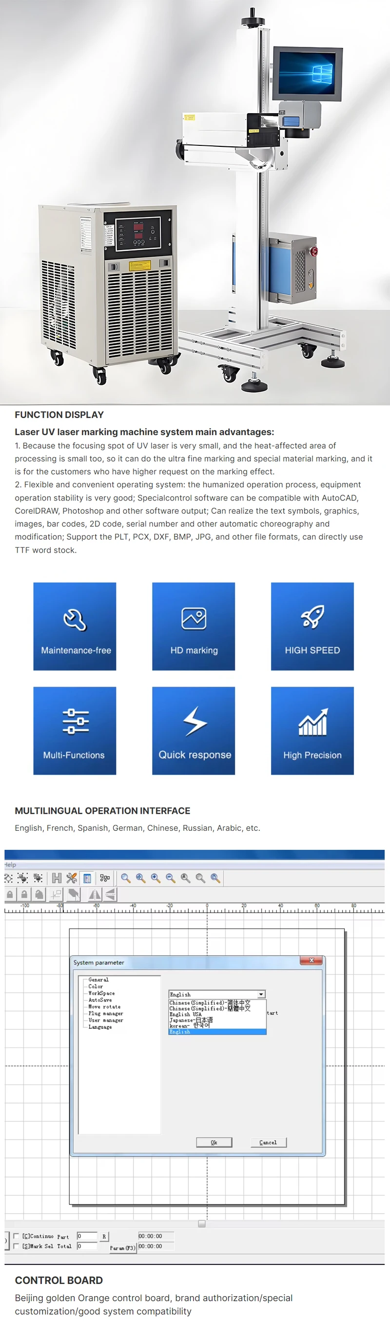 3W/5W/10W UV Laser Marking Machine for Plastic/Glass/Metal/Nonmetal Engraving Various Materials Supports AI DWG Graphic Formats