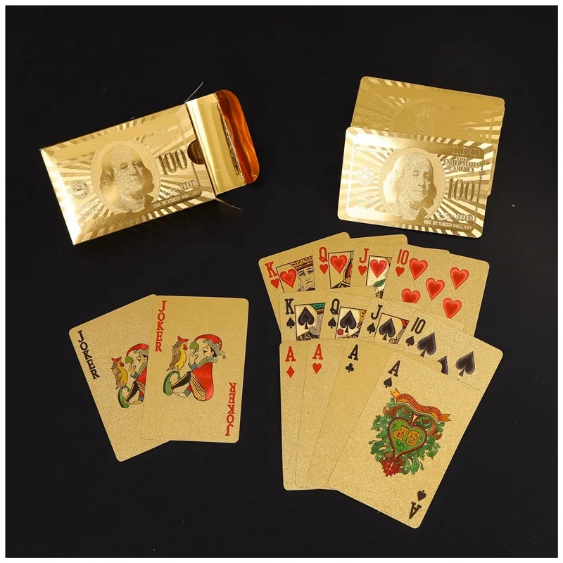 JP162 Factory Direct Supply 24K Gold Foil Dubai Playing Cards As Gift And Souvenir