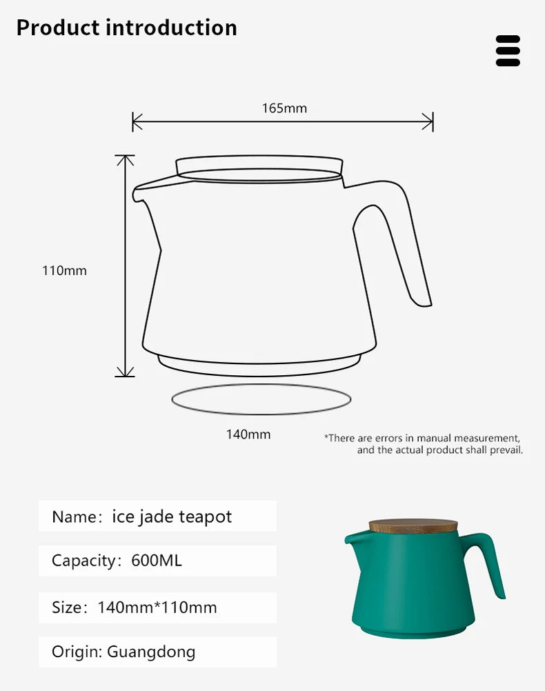 Dhpo Ceramic Japanese Ice Jade Teapot For Loose Tea Warmer Teapot With