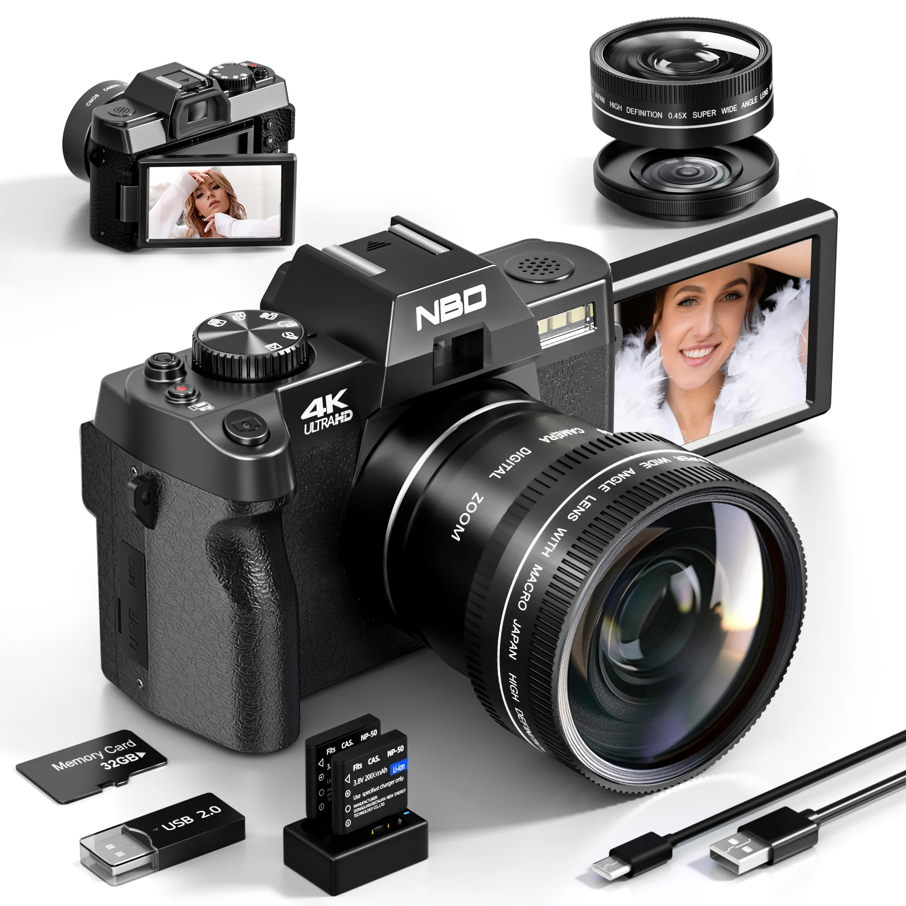 Fotocamera Digitale 4K 48MP Con WiFi – Vlogging E Zoom 16x, Schermo Flip E Obiettivo Grandangolare