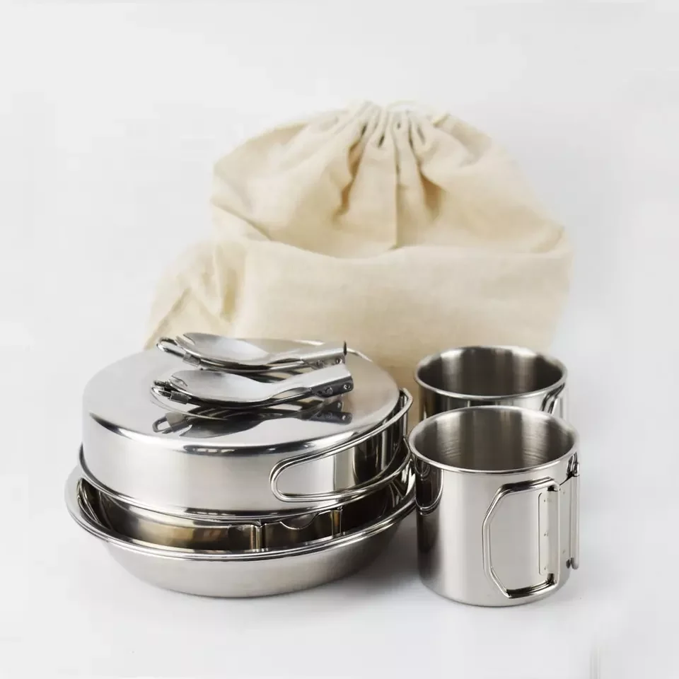Picnic Hiking Premium 18/8 Stainless Steel Cookware Mess Kit Camping