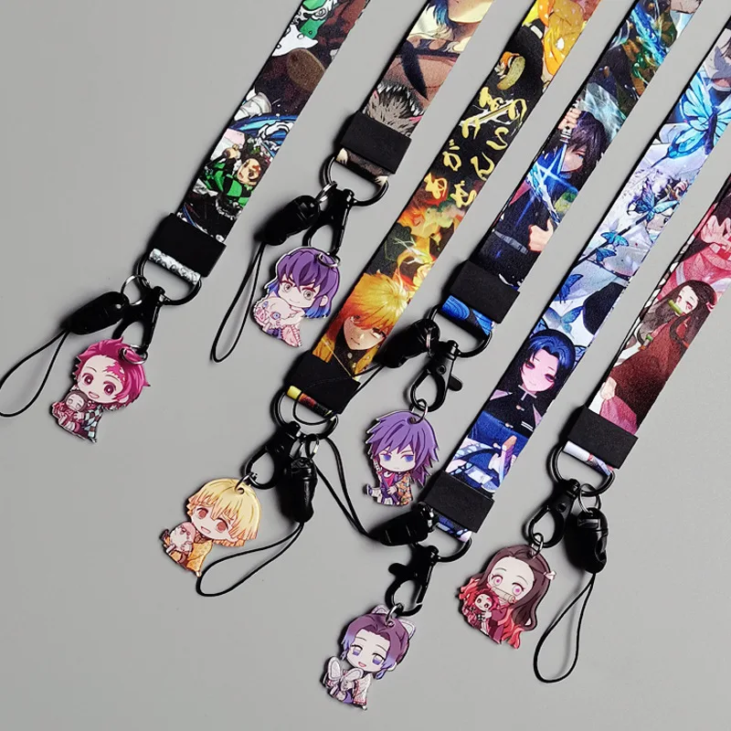 Professional manufacturer custom heat transfer printing anime cell phone lanyard manufacture