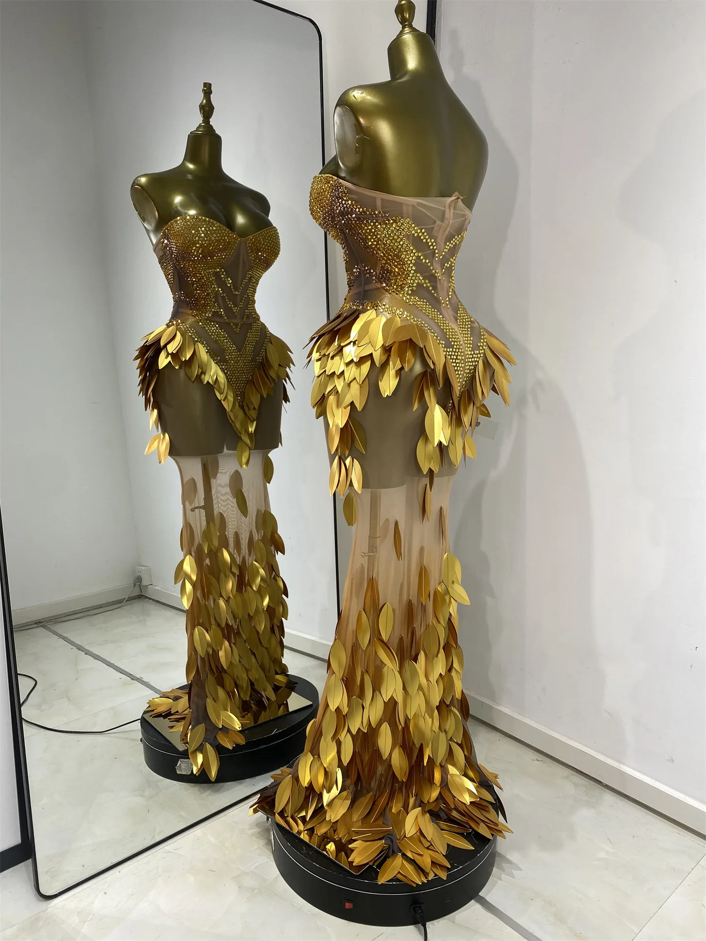green emerald velvet dress Strapless Long Gold Prom Dress with Beaded Corset Sienna Gold / 10