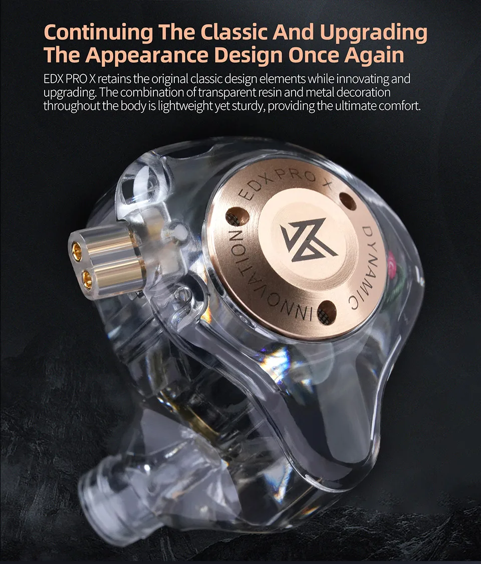 Original Kz Edx Pro X Headphone 3.5mm Wired Stereo Hifi Bass Music In