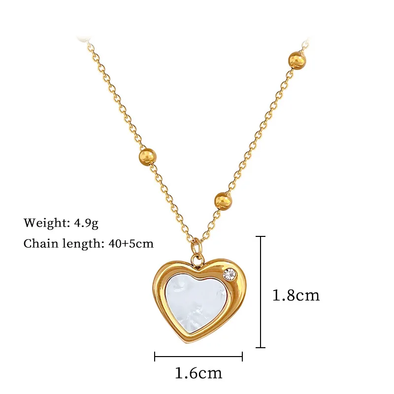 product 2026 high quality heart shaped pendant shell diamond stainless steel non fading ladies heart shaped pendant necklace-1