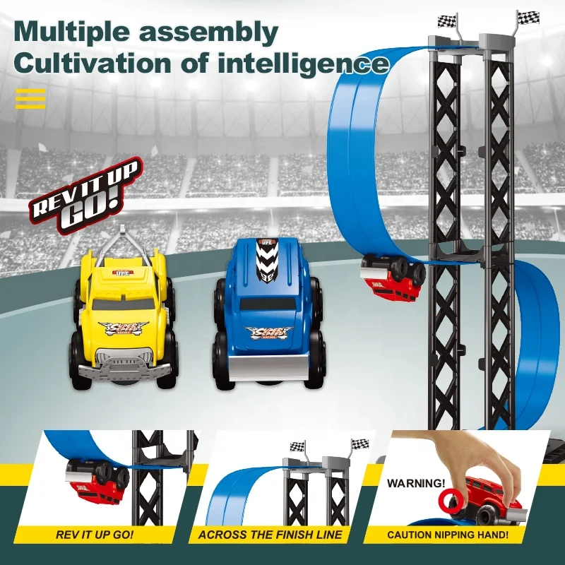 DIY Assembly Educational Vehicle Racing Toys Magnetic Anti Gravity Race Track With Mini Cars Race Car Track for Kids