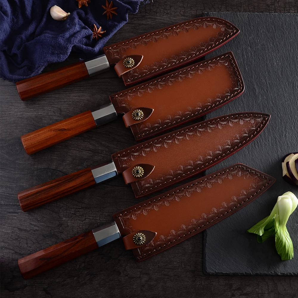 HEZHEN 8'' inch Chef Knife Leather Sheath Handmade Italian First Layer  Vegetable Tanned Knife Scabbard Cover Easy to Carry - Price history &  Review, AliExpress Seller - HEZHEN Official Store