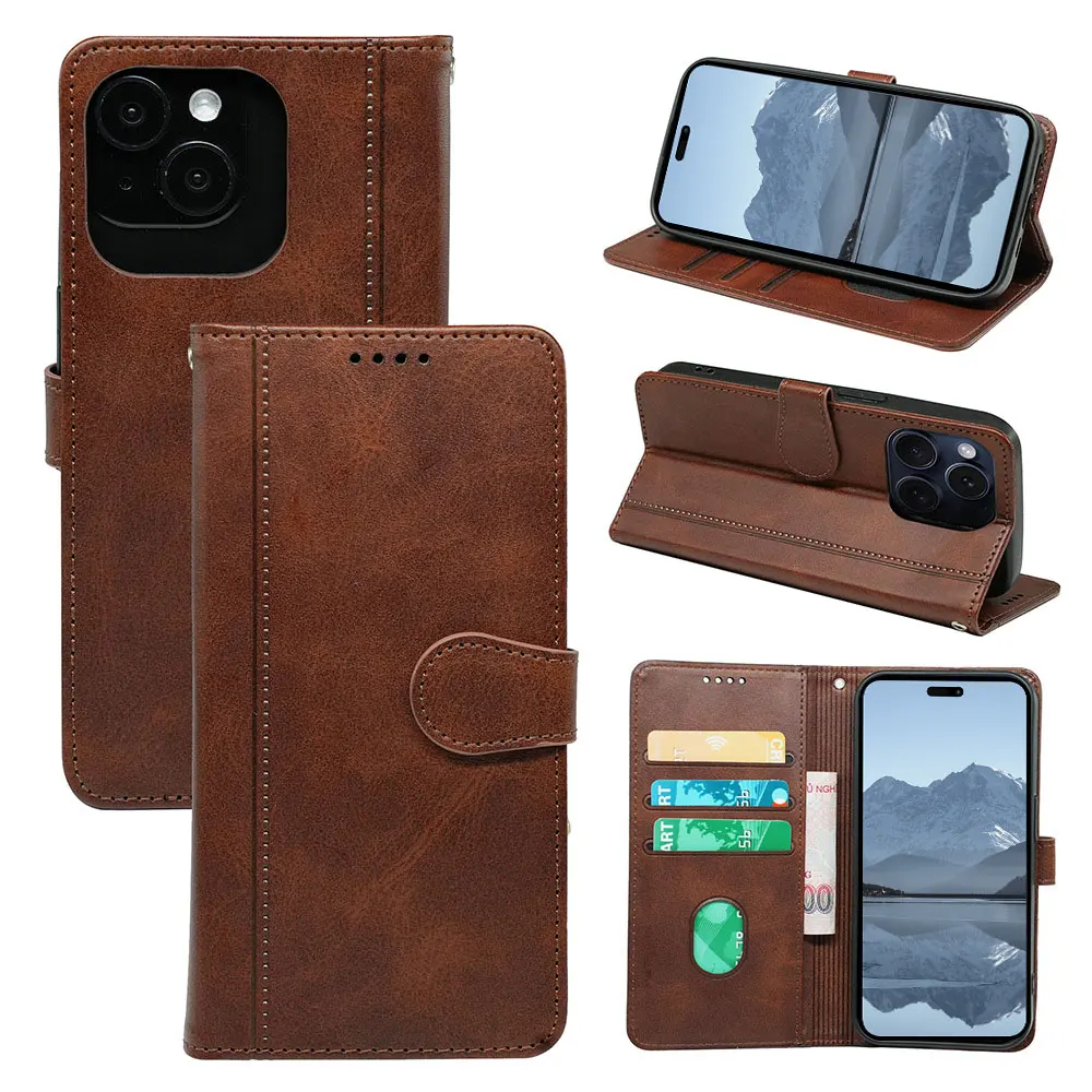 Wallet Card Phone Case For Iphone 16 15 14 13 12 11 Plus Pro Max Simple Business Leather Clamshell Mobile Sjk633 Laudtec