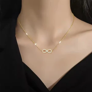 American and European Classic New Styles 925 Sterling Silver Rose Gold Plated 8 Shape Zircon  Women Pendant Necklace Jewellery