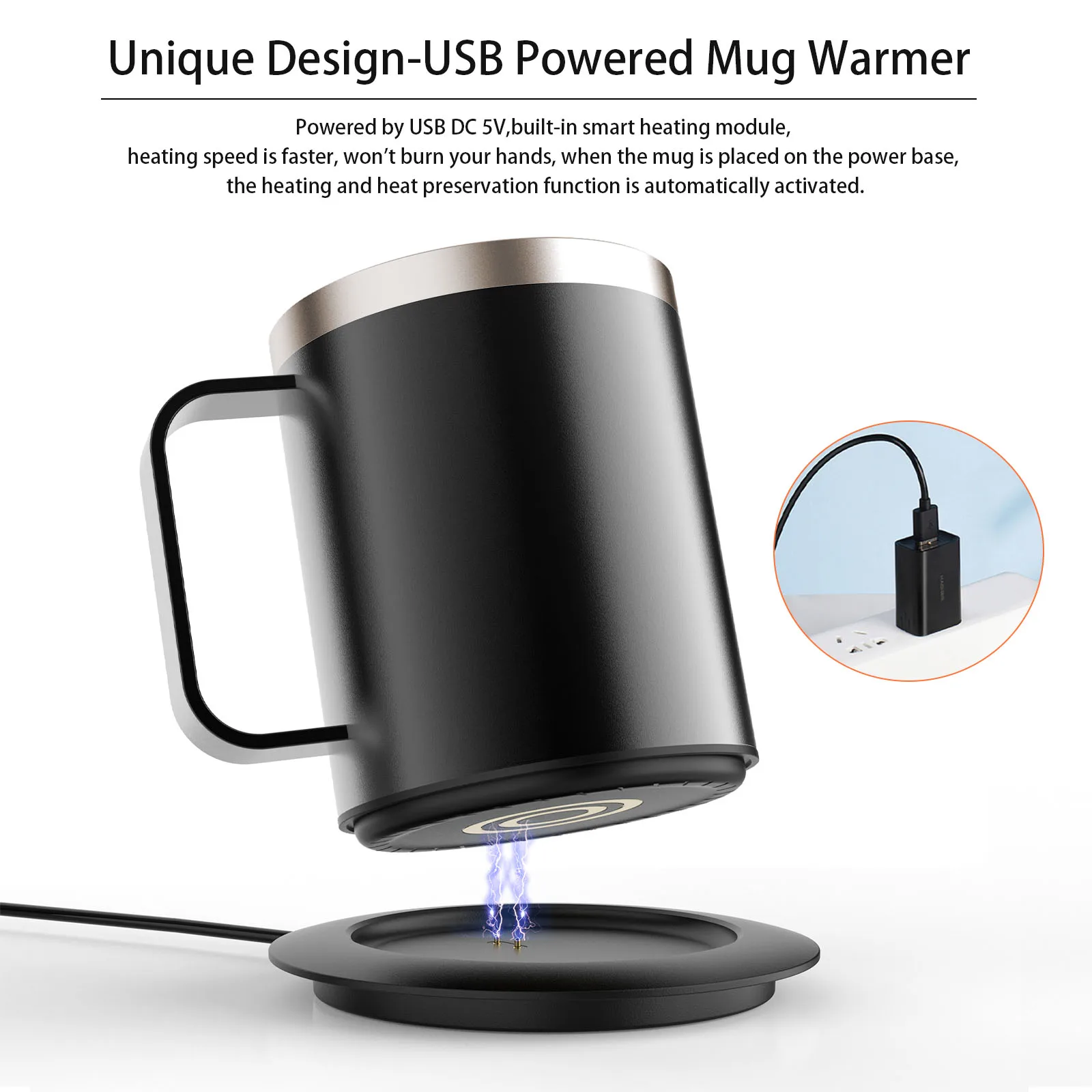 Usb Base Heated Thermos Cup 300ml It Can Heat Coffee,Tea,Milk,Etc. Keep ...