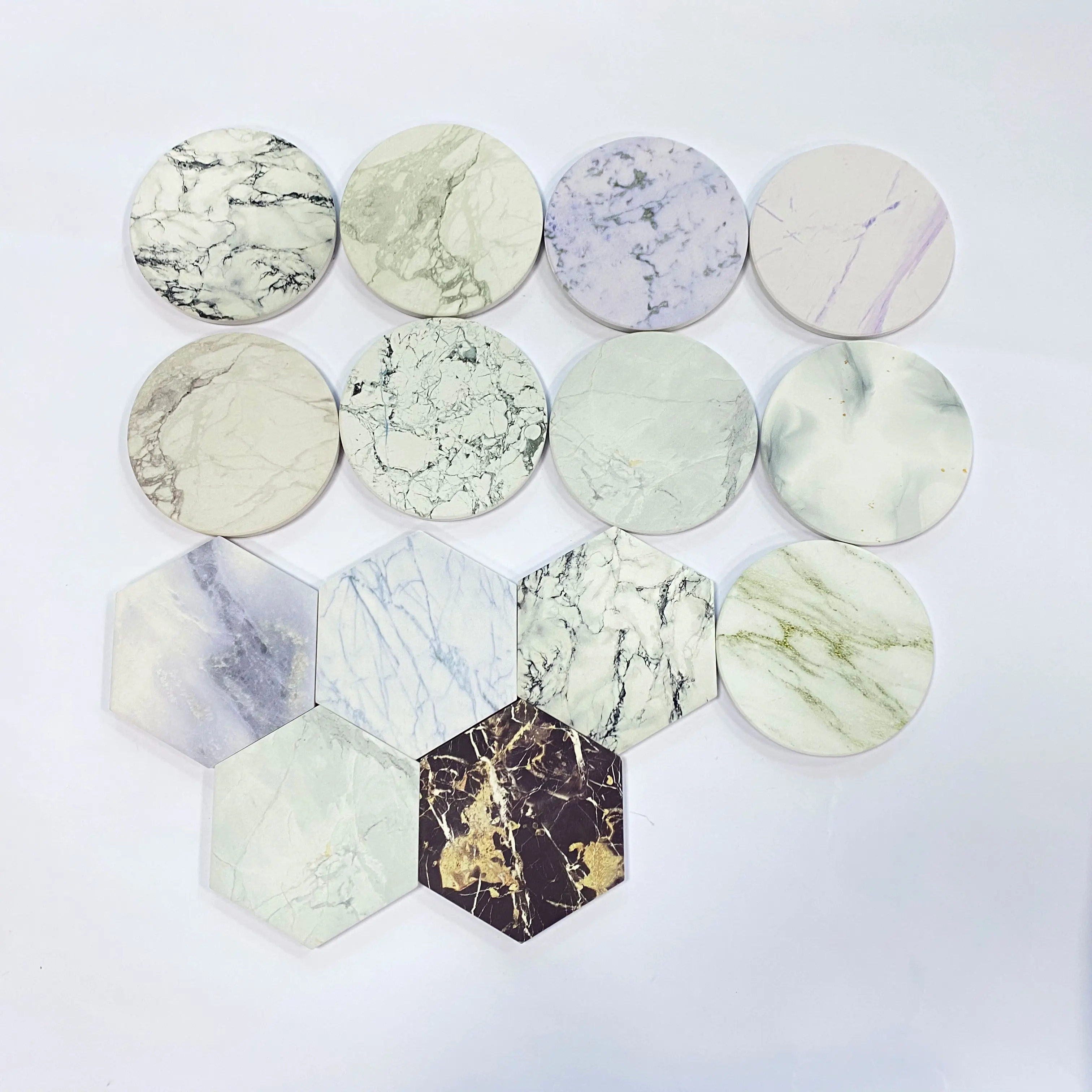 XS Ltd. Free Sample Custom Print Absorbent Beers Sandstone Hexagon Marble Ceramic Coasters
