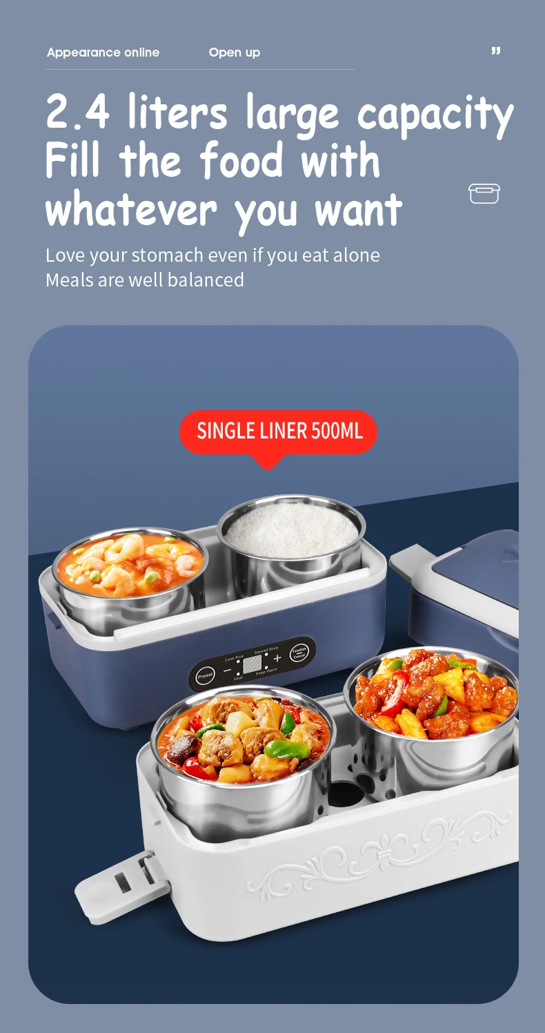 Multifunctional Electric Lunch Box Intelligent Heating Lunch Box with Electric Rice Steamer Automatic Rice Cooker