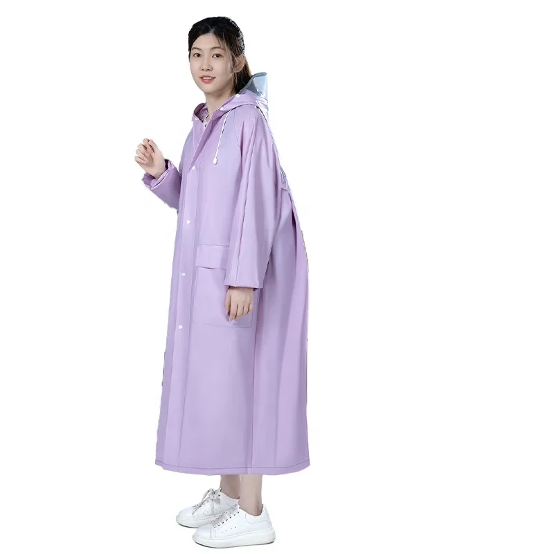 Soft EVA Reusable Waterproof Rain Coat with Hood Plastic rain coat  for Travel for Adults and Kids