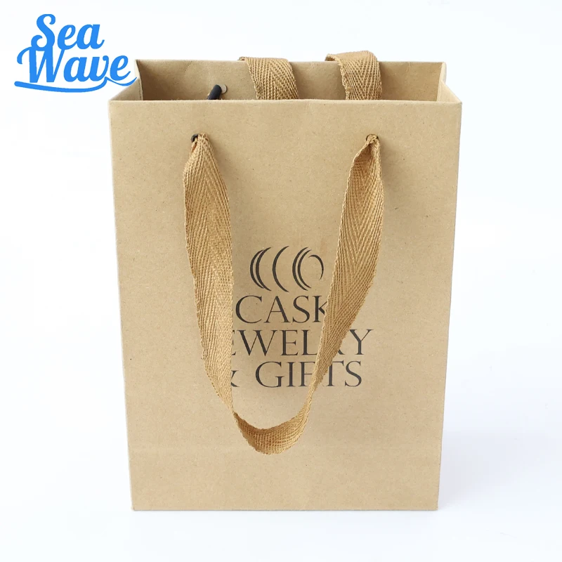 Recyclable Kraft Custom Bag RED Custom Small Size Paper Bag with logo Print Rope Handles for Shoes Packaging GIFT BAG
