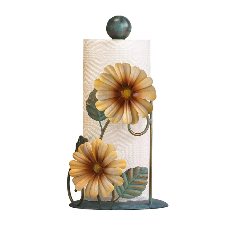 Source Home Decoration Metal Standing Sunflower Paper Towel Holder Tissue Paper  Holder For Kitchen on m.