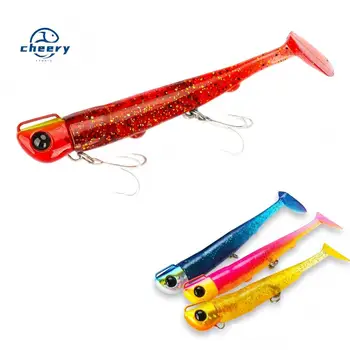 CHEERY T Tail Jig Head Soft Fishing Lure 110mm 35g Long Casting Saltwater Artificial Bait Seabass Sinking Jigging Set – Soft Lure – view 2