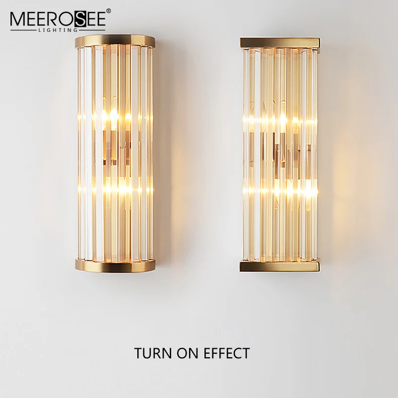 MEEROSEE  Modern Decoration Iron Crystal Wall Light Golden Color Indoor Wall Sconces Bathroom  Wall Lamp MD86731