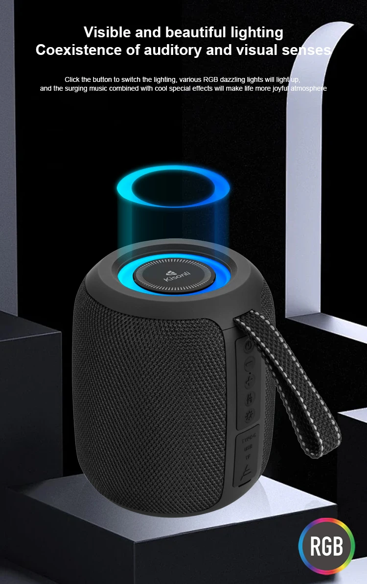 Kisonli Q26 Cute Blue Tooth Rgb Speaker with Radio Fm