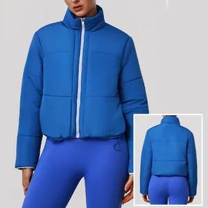 Roregal Winter Thick Windproof Warm Coat Women Slim Fit Running Fitness Clothing Stand Neck Jacket With Pocket