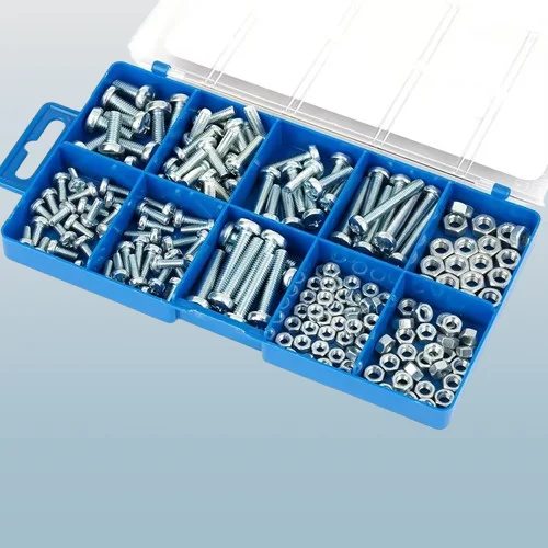 Набір кріпильних елементів із болтами та гайками зі сталі з цинковим покриттям, багатофункціональний чохол для зберігання