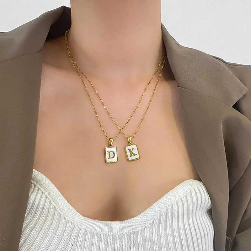 JY 18K Gold Stainless Steel Alphabet Letter A-Z Necklaces