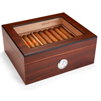 CIGARLOONG Spanish Cedar Wood Custom Cigar Humidor Box Case Personalized Gift Humidor for Travel vaper