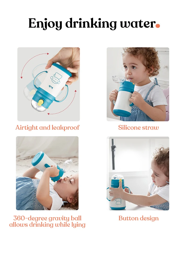 Kub 280ml 316 Stainless Steel Spillproof Water Bottle Baby Insulation Seal Travel School Baby