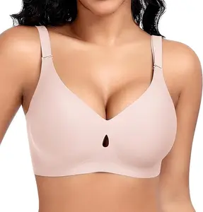 New Style No Underwire Custom Women Full Coverage V Neck Full Support Push up Seamless Breathable Sport Padded Smoothing Bra