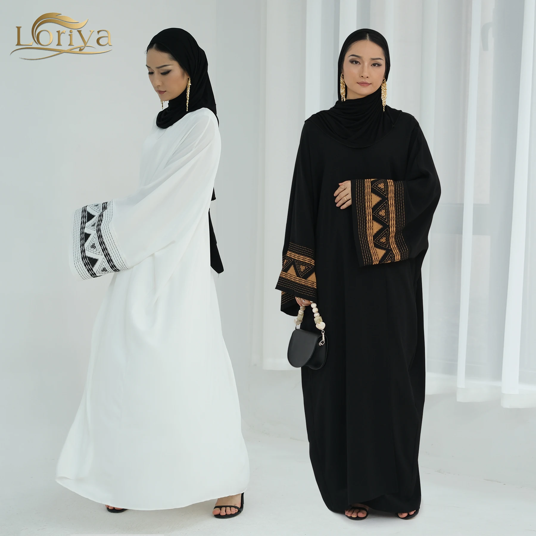 Loriya Latest Embroidery Abaya Designs Front Open Abaya Women Muslim Dress Abaya 2025 Islamic Clothing
