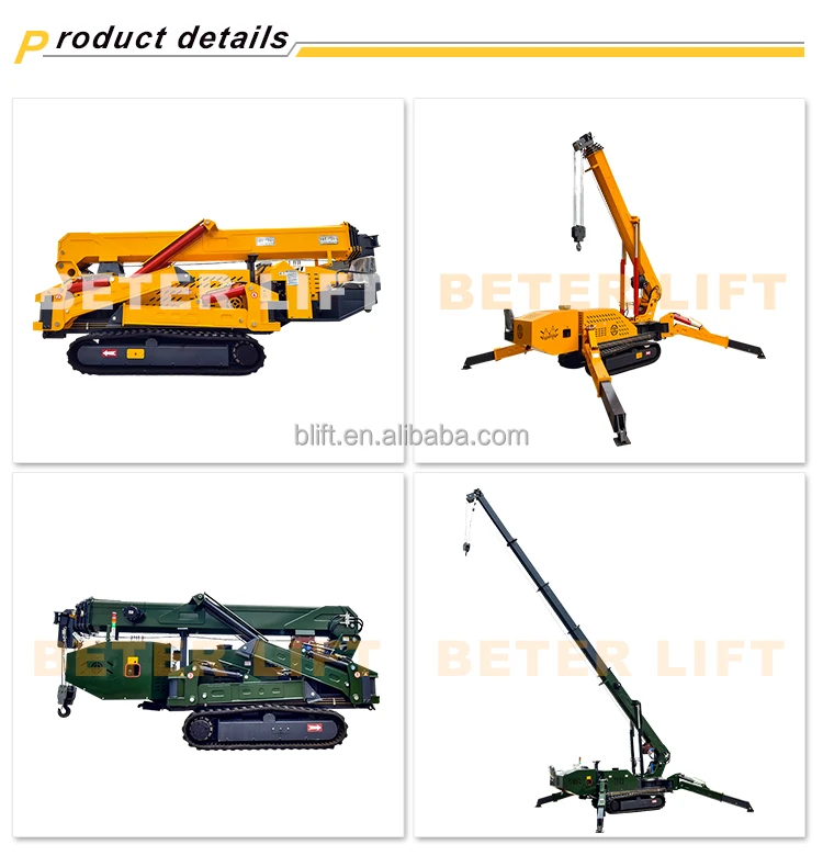 1.5 Ton to 14 Tons Fully Automatic Crawler Crane Indoor Outdoor Small Roof Crane Portable Architecture 3 Ton Spider Crane