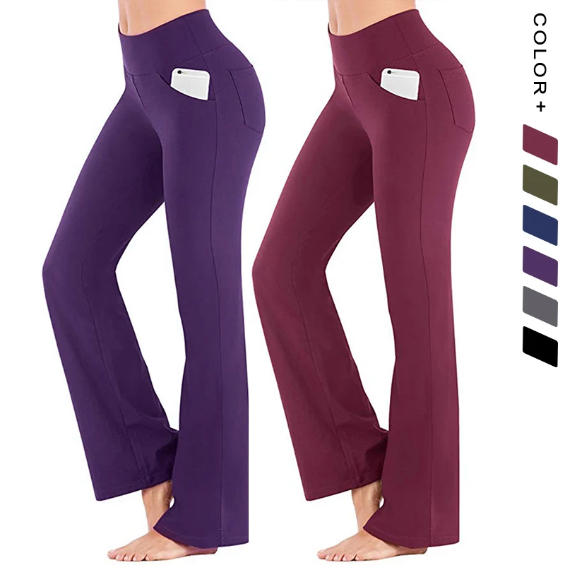 Bootcut Yoga Pants Mid-Waist Flared 
