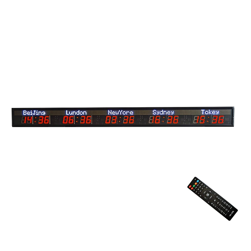 5 Time Zone World Clock Time Wall Clocks Time Zones White Led Digital Hotel City Clock