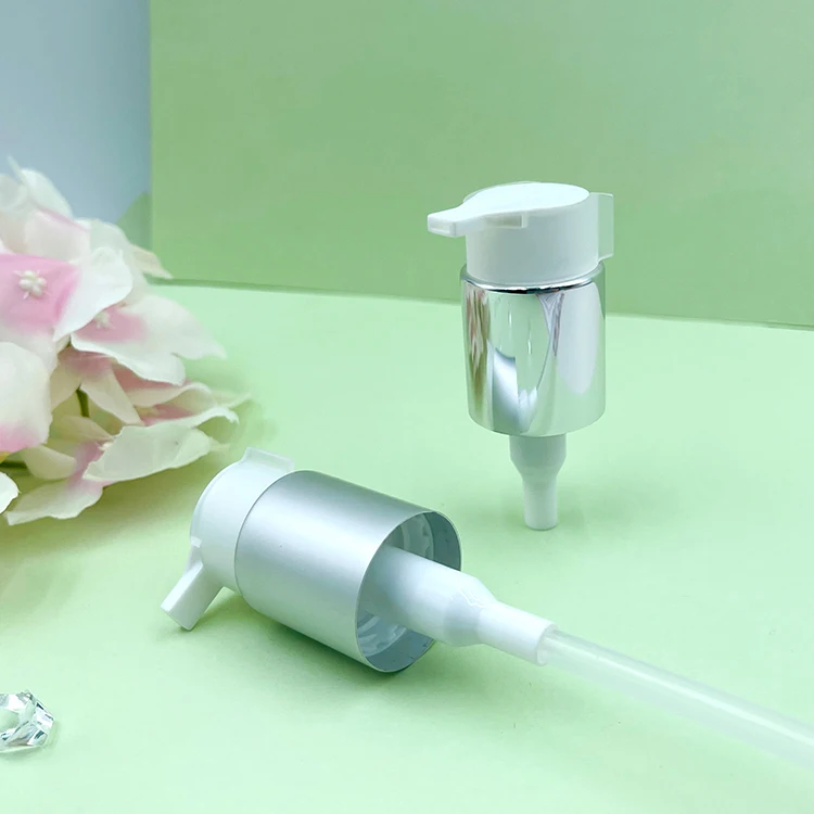 White Color Silver Coated Cosmetic Plastic Lotion Pump Sprayer