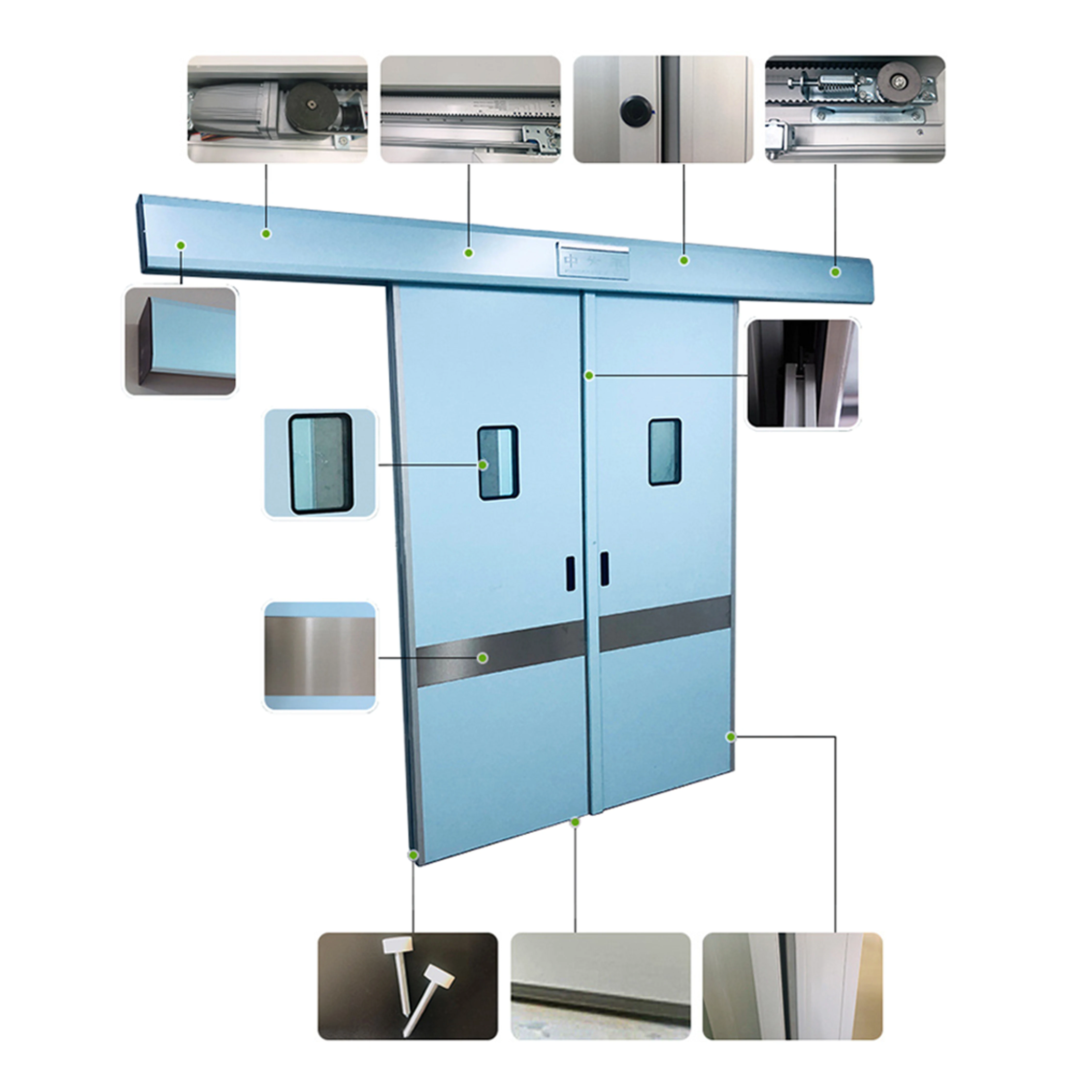 product ce clean room door standard medical automatic hermetic sliding fireproof clean room door-2