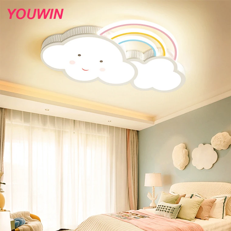 Nordic minimalist modern wrought iron kid bedroom study ceiling lamp with remote control