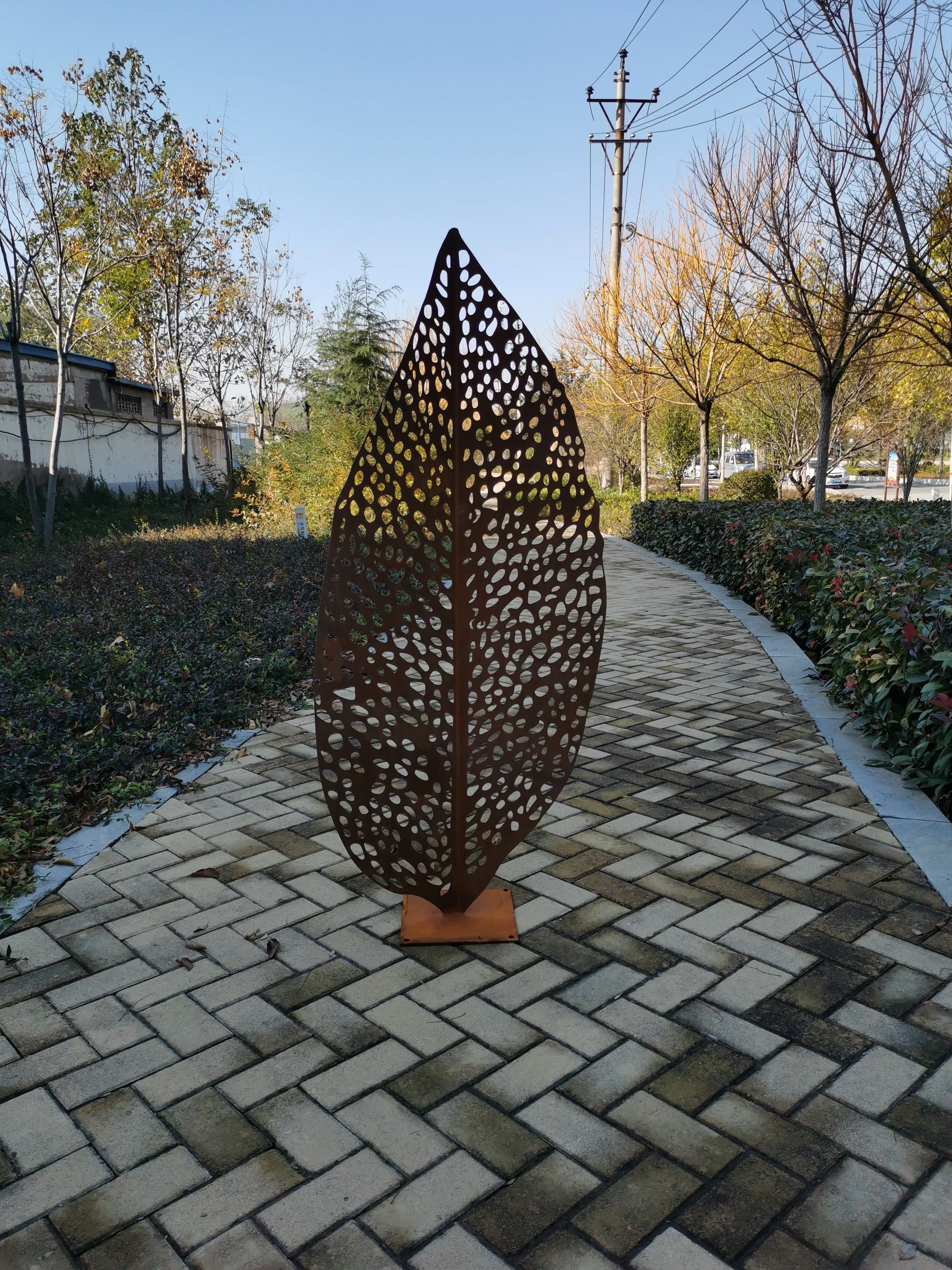 Modern Garden Decor Large Rusted Corten Steel Leaf Sculpture for Sale