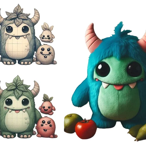 Cute Fluffy Smiling Green Monster Plush Doll Custom 20cm Plush Animal Doll Stuffed Animal