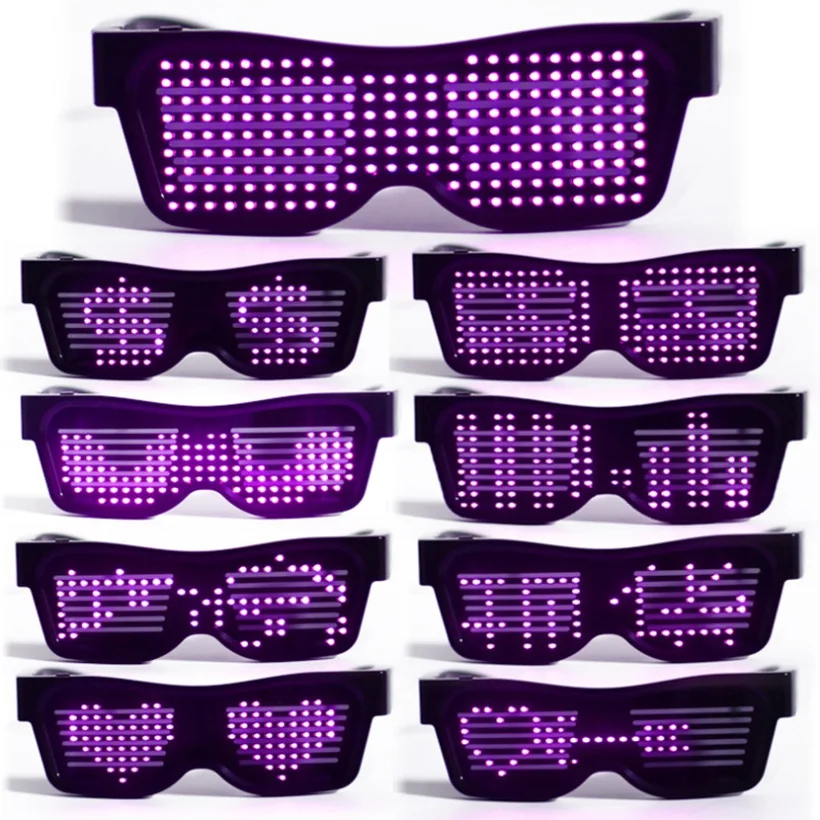 2022 New Years Glasses Programmable Display Message Led Magic Glasses App Controlled Led Sunglasses for Party Bar DJ Dance