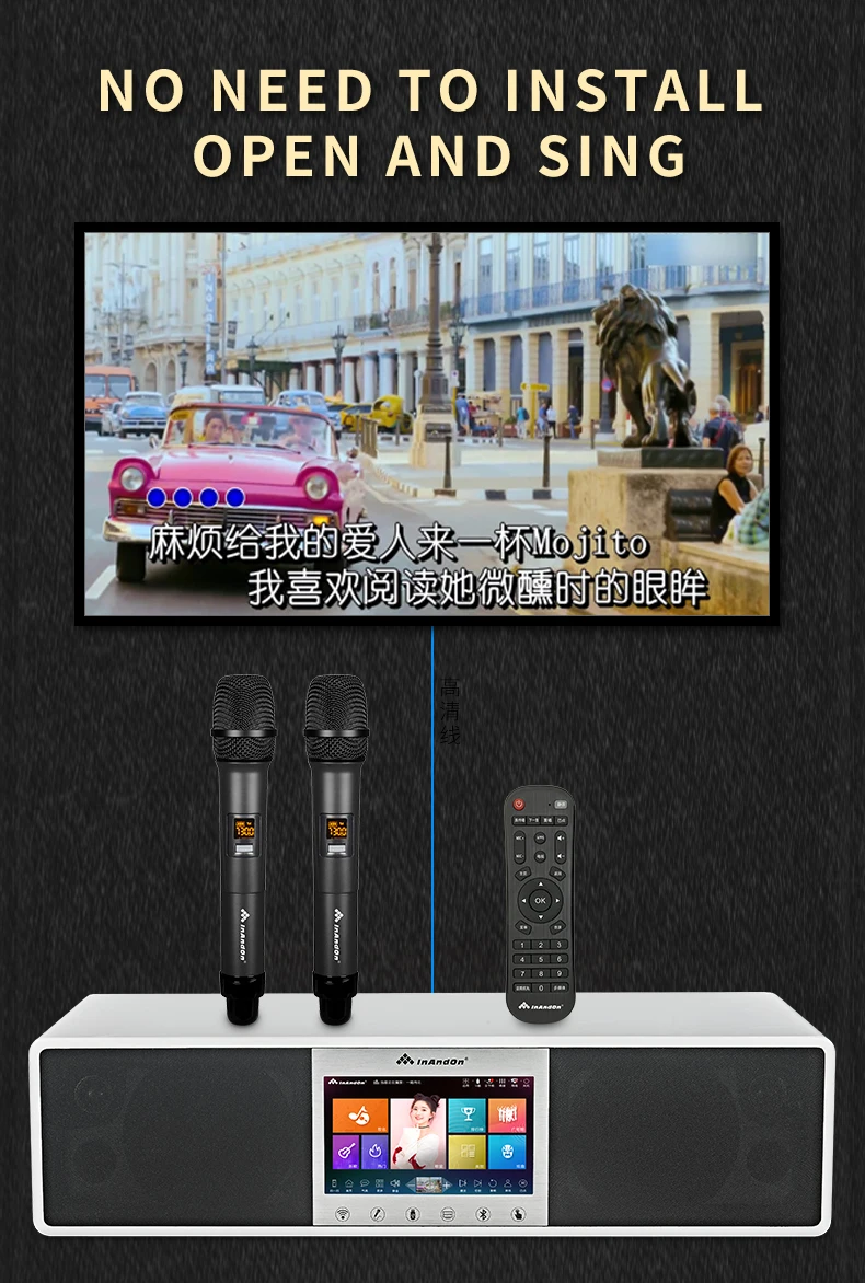 Inandon Ture All In One System New Design Karaoke Player Sondbar Karaoke System Portable 6in1