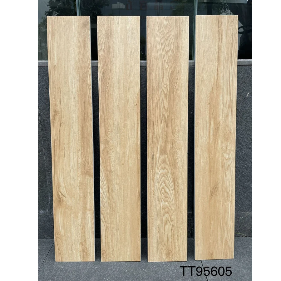 Matte Finish Porcelain Glazed Wood Look Kitchen Ceramic Tiles Floor 15x90