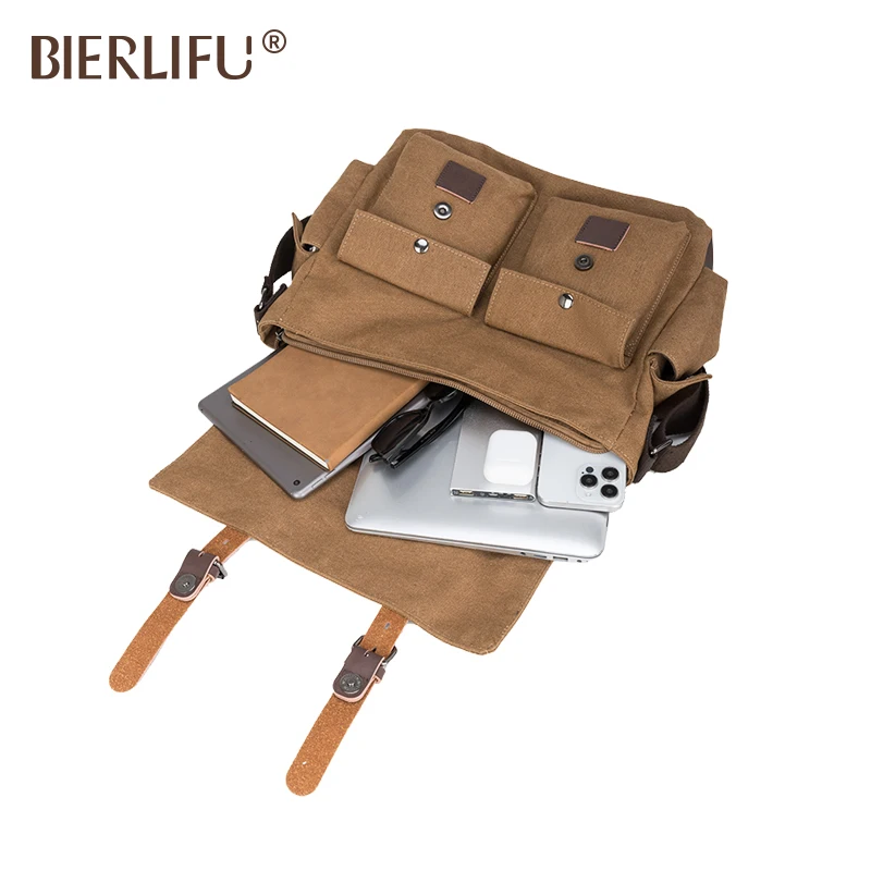 New Vintage Large Multifunction Waterproof Plain Canvas Casual Travel Messenger Sling Bags for Men Teens